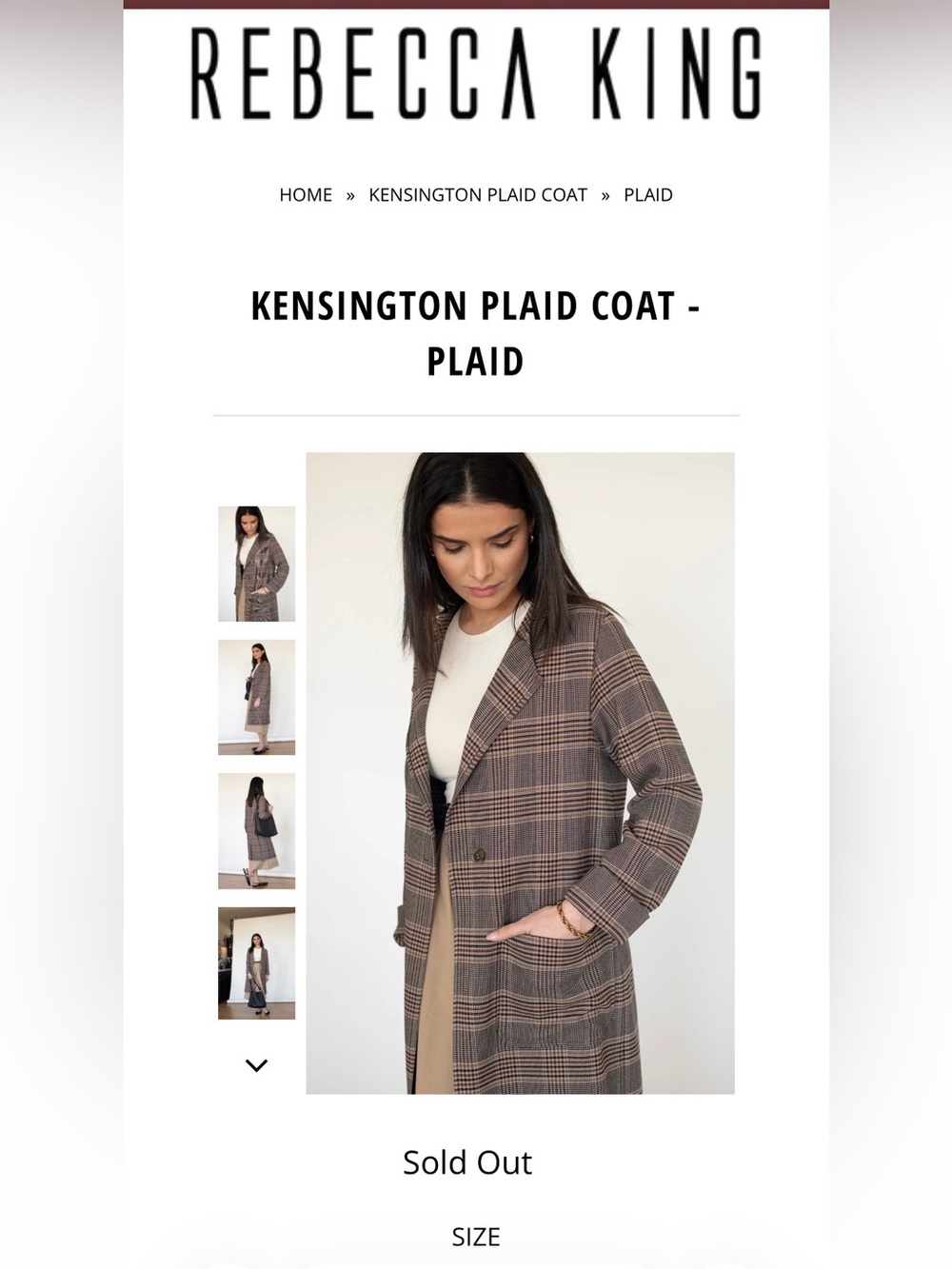 Rebecca King Kensington Plaid Coat S - Picture 8 of 8